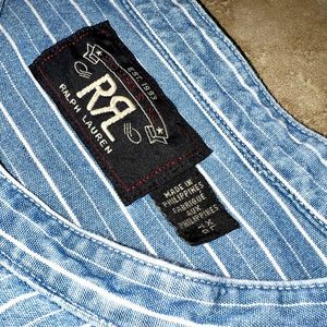 RRL - Ralph Lauren Double RL Striped Band Collar Jack Rabbit Work Shirt